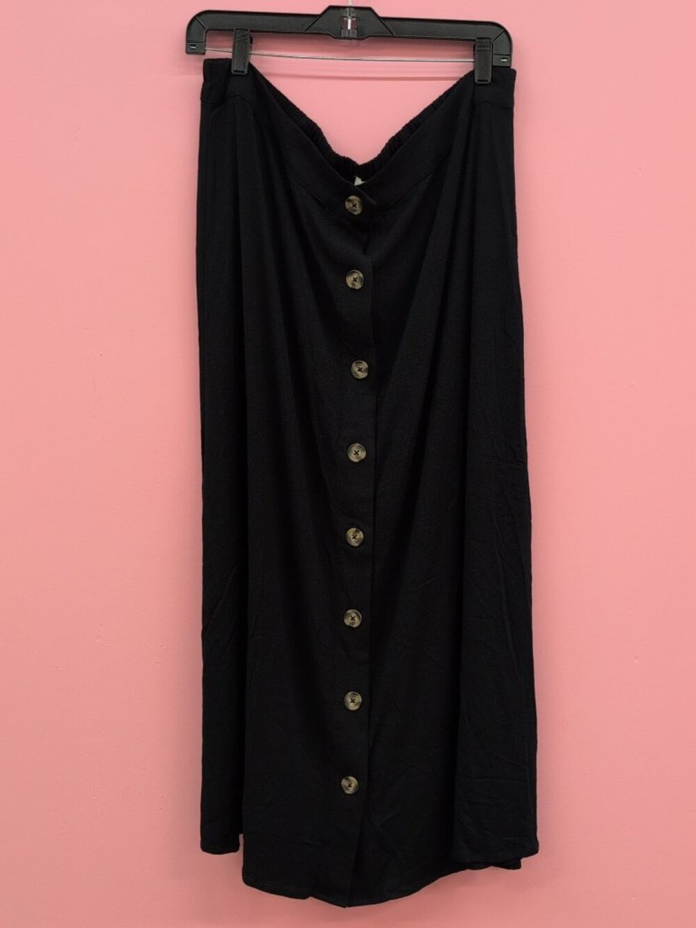 Market & Spruce A-Line Button Front Long Maxi Skirt XXL Black